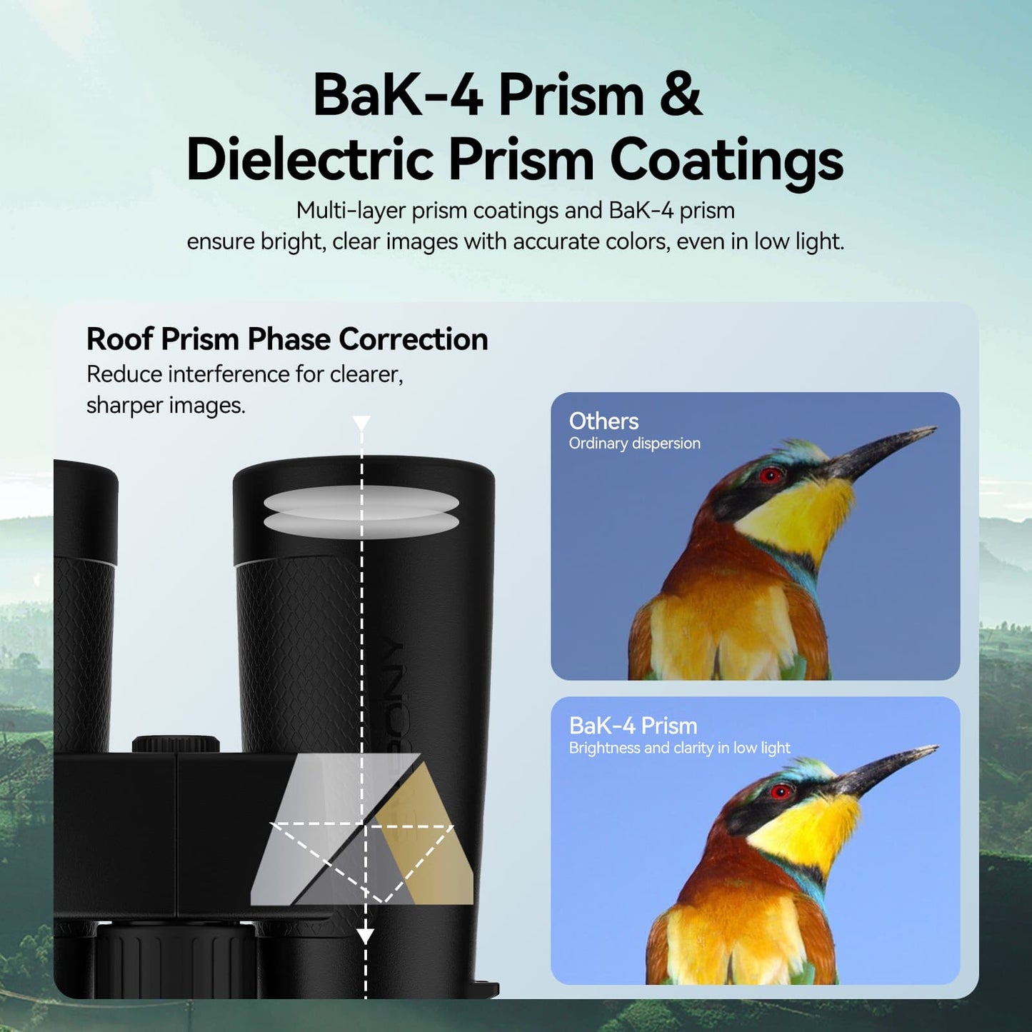 Jumelles ED 10x42 Étanches et Antibuée avec Prisme BaK-4 et Optiques Multi-traitées - SVBONY