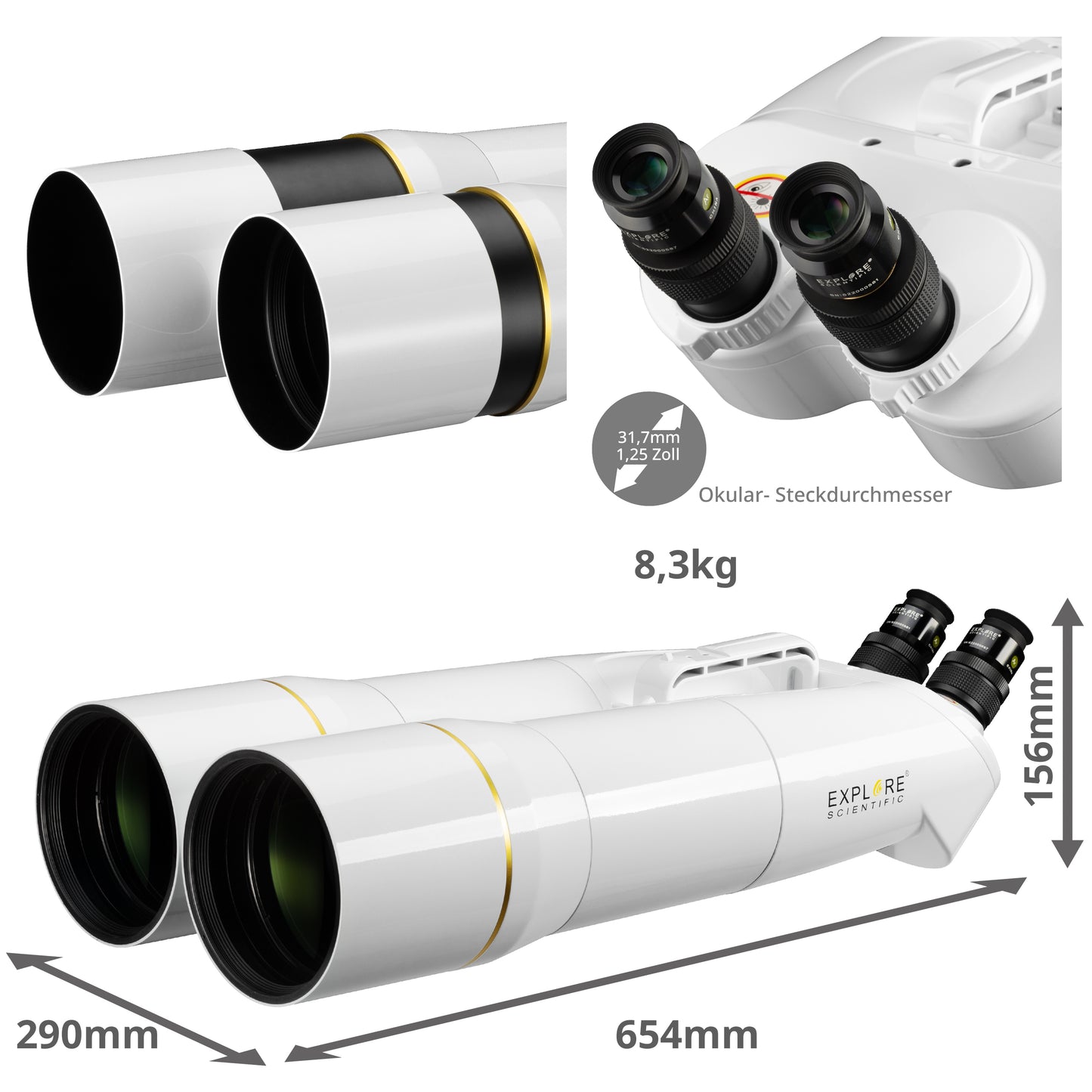 Binoculaire Telescope 120mm met 62° LER 20mm Oculairs - Explore Scientific