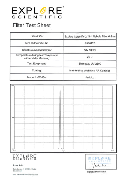 S-II 6.5nm 2" filter for Nebulae and Deep Sky - Explore Scientific