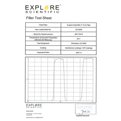 Filtre CLS 50,8 mm pour nébuleuse - Explore Scientific