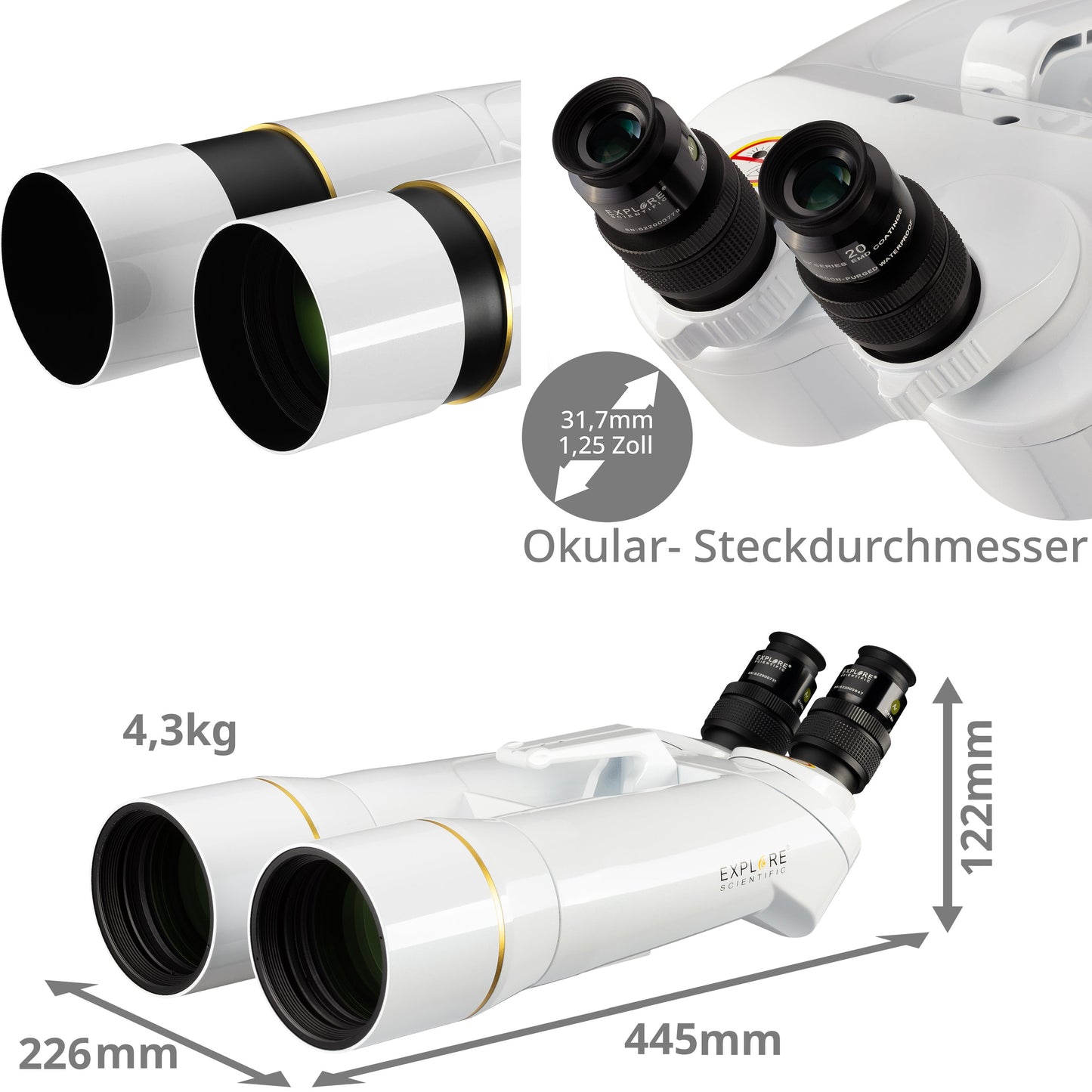 Teleskoop Binokulair 82mm met Oculaires 62° LER 20mm - Explore Scientific