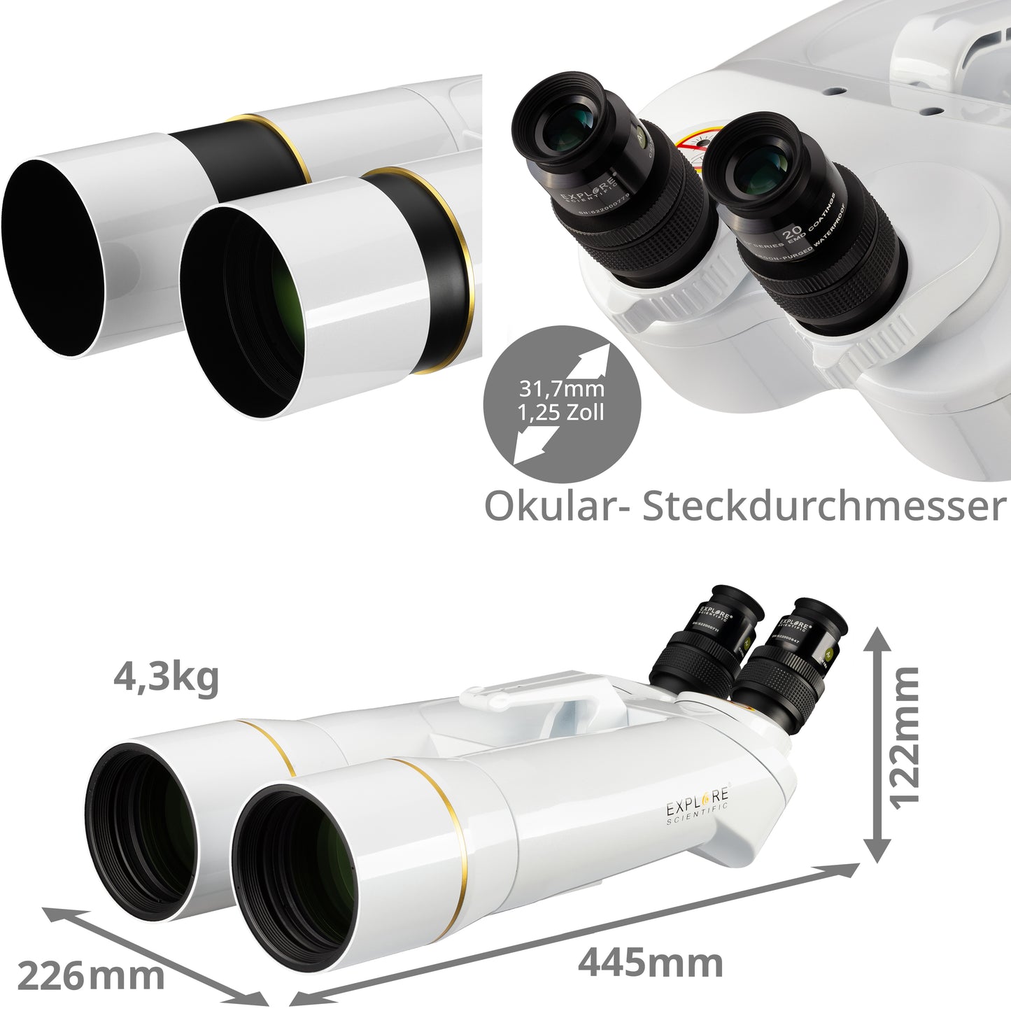 Tèlescopi Binocular 82mm amb Oculars 62° LER 20mm - Explore Scientific
