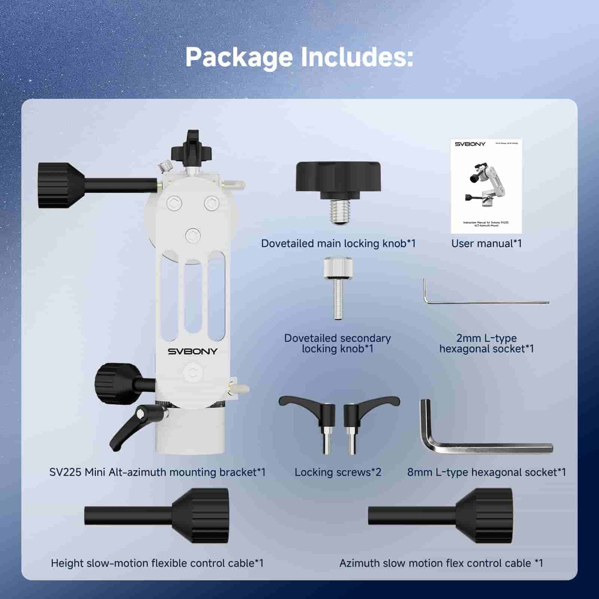 Monture alt-azimutale SV225 MINI à réglage fin, charge 5 kg – SVBONY