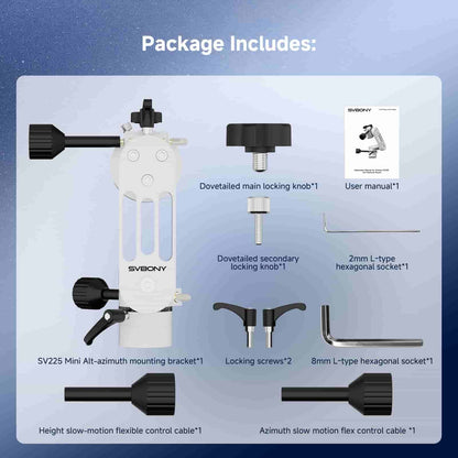 Monture alt-azimutale SV225 MINI à réglage fin, charge 5 kg – SVBONY