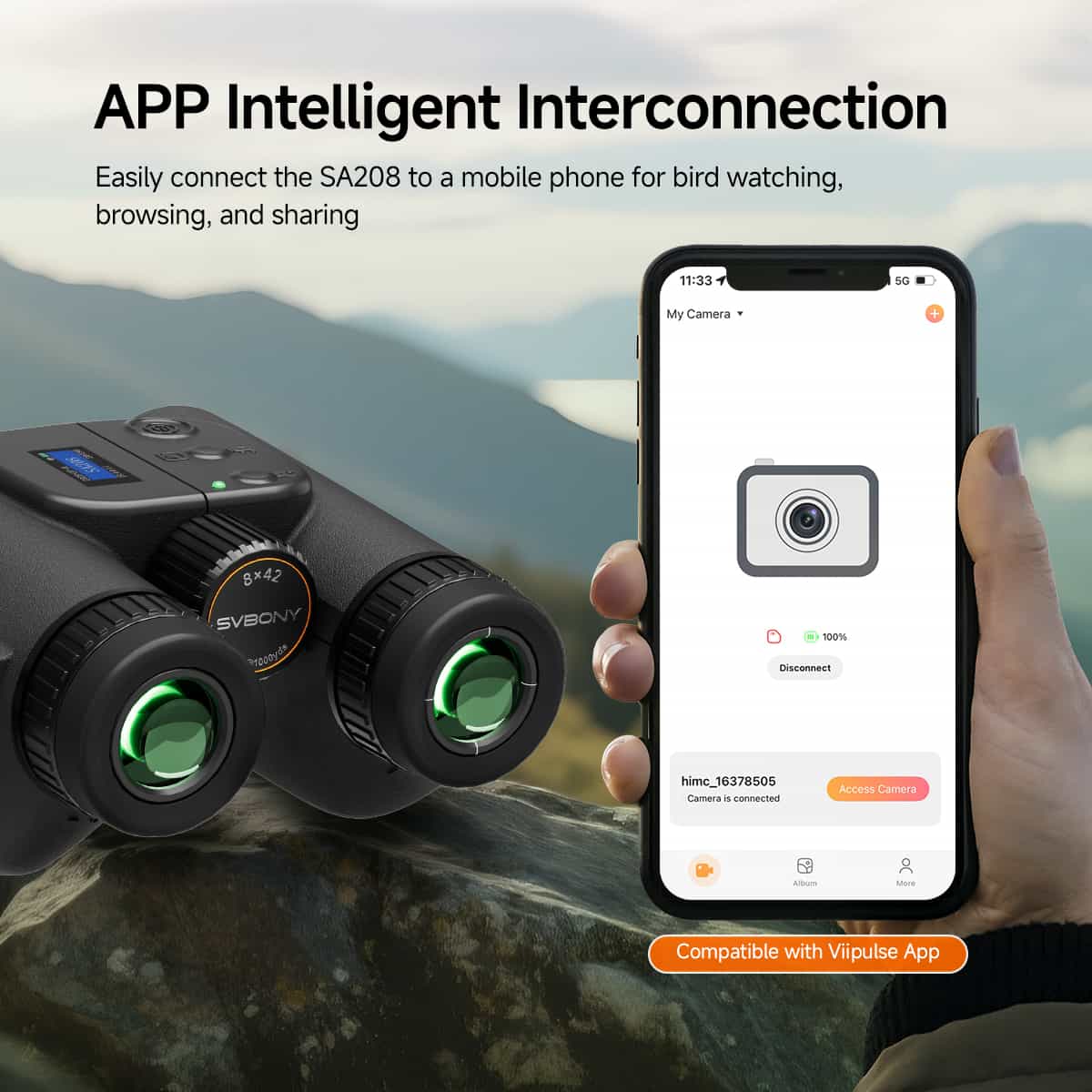 Jumelles Numériques SA208 8x42 avec Photo/Vidéo, Écran LCD et Verre ED - Svbony