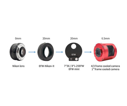ZWO ASI T2 - Nikon-objektiivin sovitin EFW:lle (versio II) - ZWO